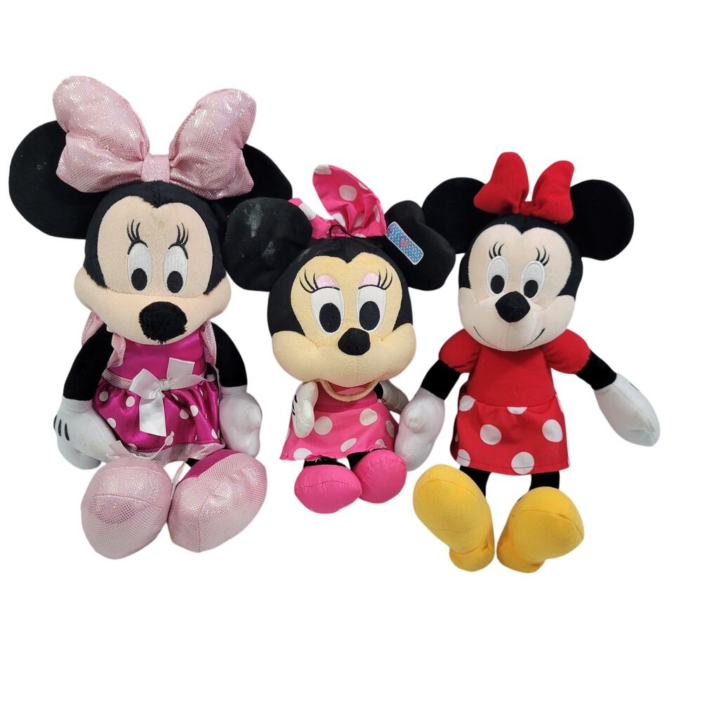 Disney Minnie Mouse Lot of 3 Plush Stuff Animal/ 2 in Pink are Talkers 9423-2PL1
